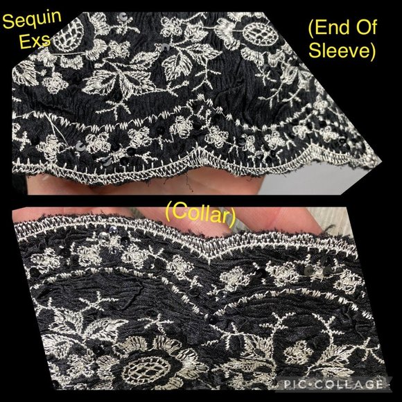 Alberto Makali Button Down Shirt Women's Size XL Crinkle Embroidered Sequins Art - Picture 9 of 12